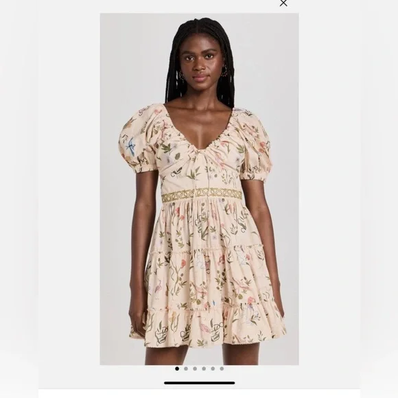 Agua Bendita Cream Floral Mini Dress - Picture 5 of 9